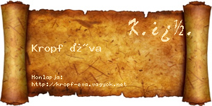Kropf Éva névjegykártya